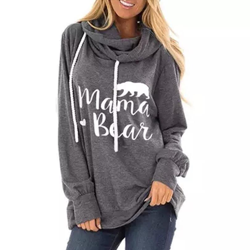 Mama Bear Hooded Fashion Tunic Women's Clothing Gray S - DailySale