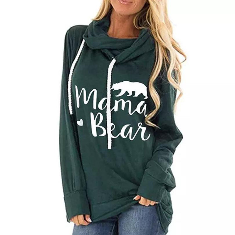 Mama Bear Hooded Fashion Tunic Women's Clothing Green S - DailySale
