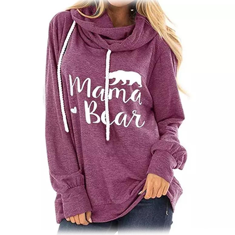 Mama Bear Hooded Fashion Tunic Women's Clothing Purple S - DailySale