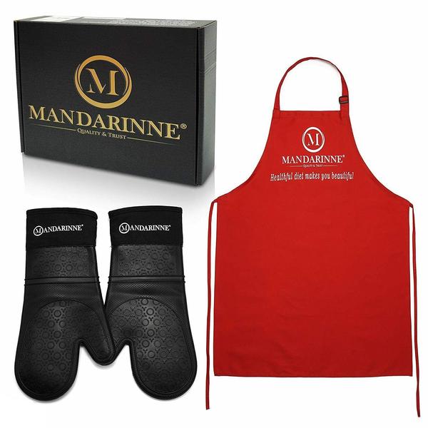 Mandarinne Silicone Oven Mitts and Apron Set Kitchen & Dining - DailySale