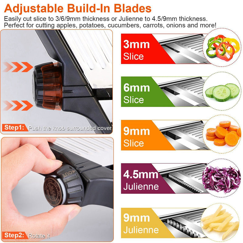 Mandoline Stainless Steel Food Slicer with 5 Adjustable Blades Kitchen Tools & Gadgets - DailySale
