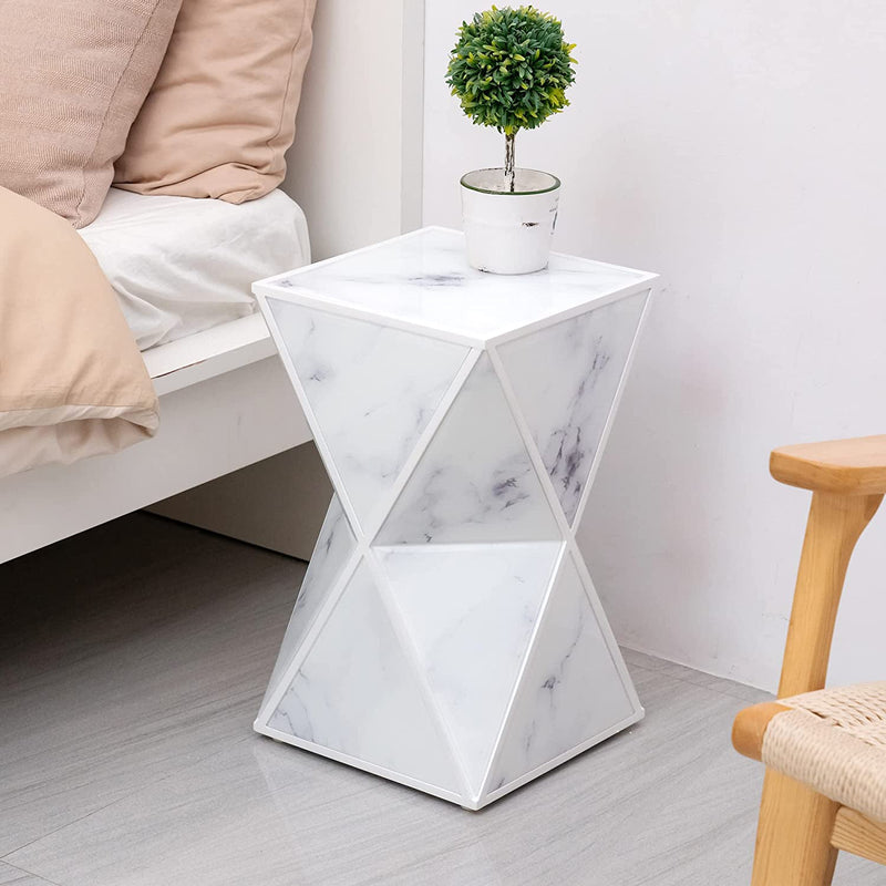 Marble End Table Multi-Face Contemporary Nightstand Furniture & Decor - DailySale