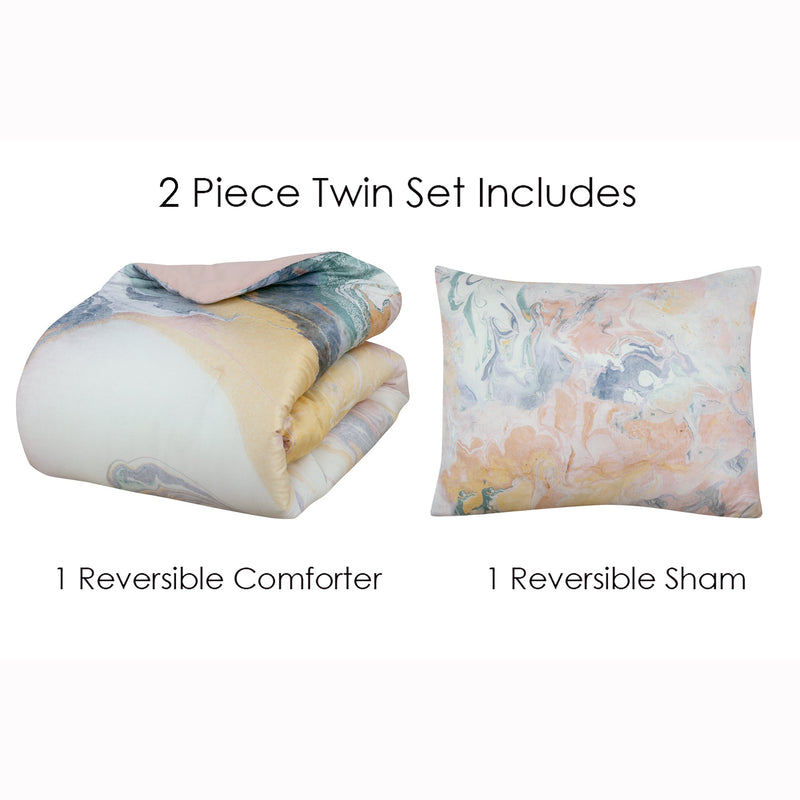 Marble Reversible Comforter Set Bedding - DailySale
