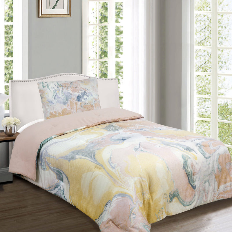 Marble Reversible Comforter Set Bedding Twin - DailySale