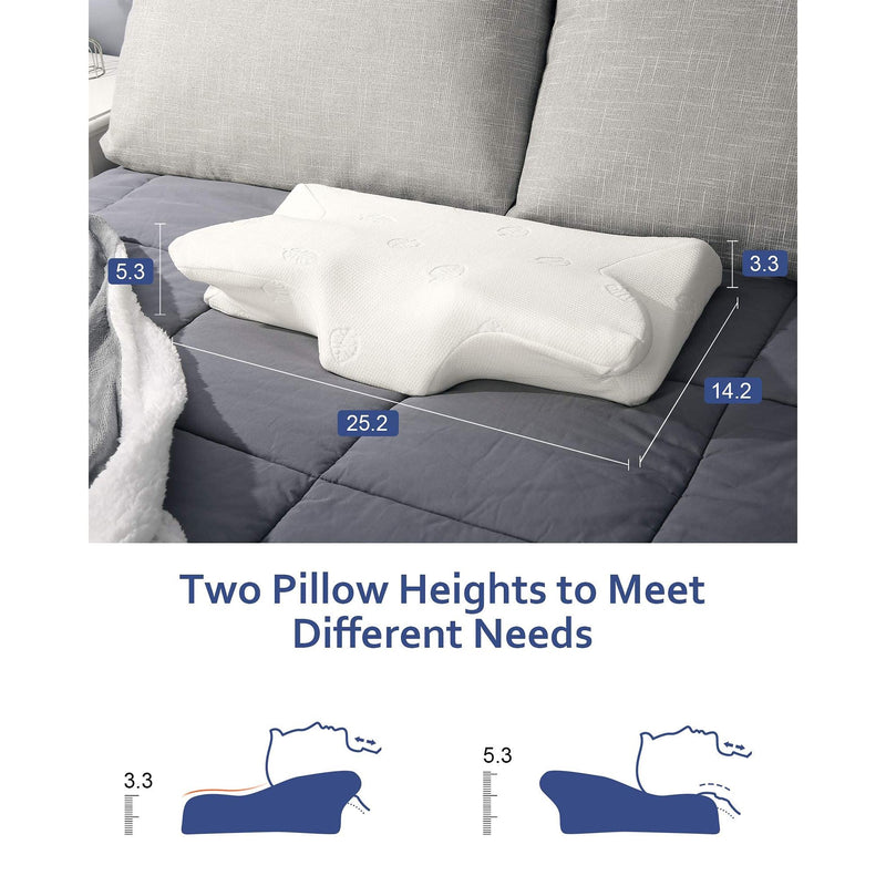 MARNUR Memory Foam Pillow for Neck Shoulder Pain Queen Size Wing Shape Design Bedding - DailySale
