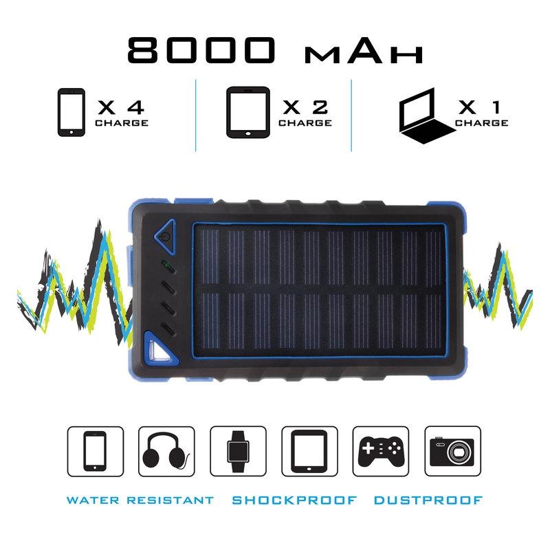 Maze Exclusive 8,000mAh High-Speed 2-Port Solar Power Bank Phones & Accessories - DailySale