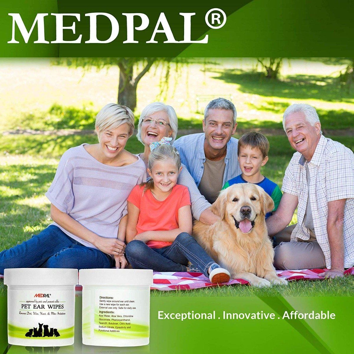 MedPal Cleaning Wipes for Dogs and Cats Prevent Ear Infections Pet Supplies - DailySale