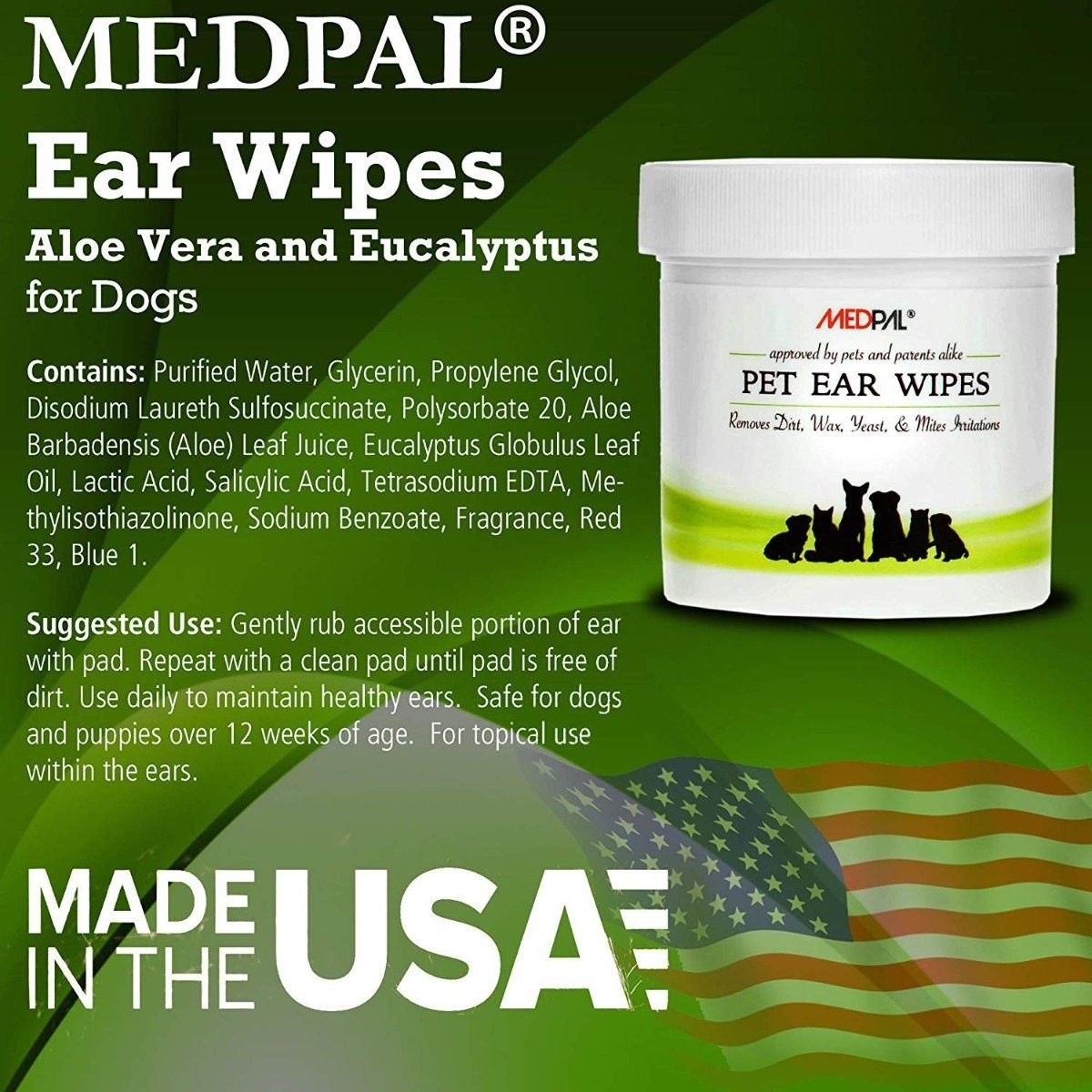 MedPal Cleaning Wipes for Dogs and Cats Prevent Ear Infections Pet Supplies - DailySale