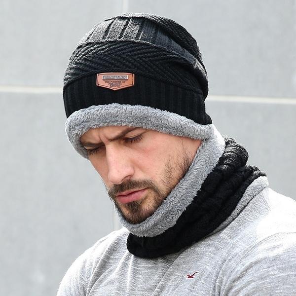 Men And Women Knitted Winter Scarf & Hat Fleece Lined Bonnet Beanies Men's Shoes & Accessories - DailySale