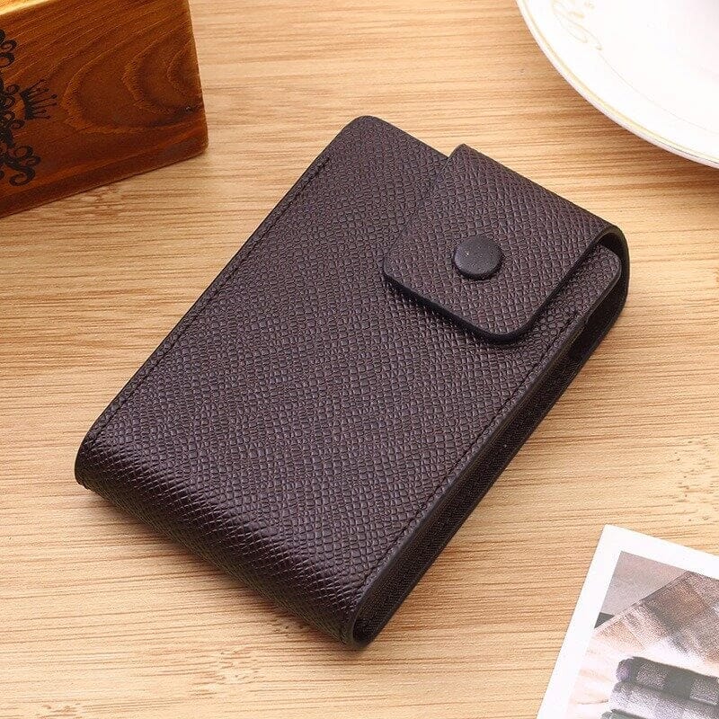 Men Faux Leather 10 Card Slots Coins Bag Wallet Men's Shoes & Accessories Brown - DailySale