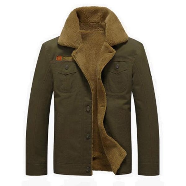 Men Fur Collar Army Tactical Jacket Men's Clothing Army Green M - DailySale