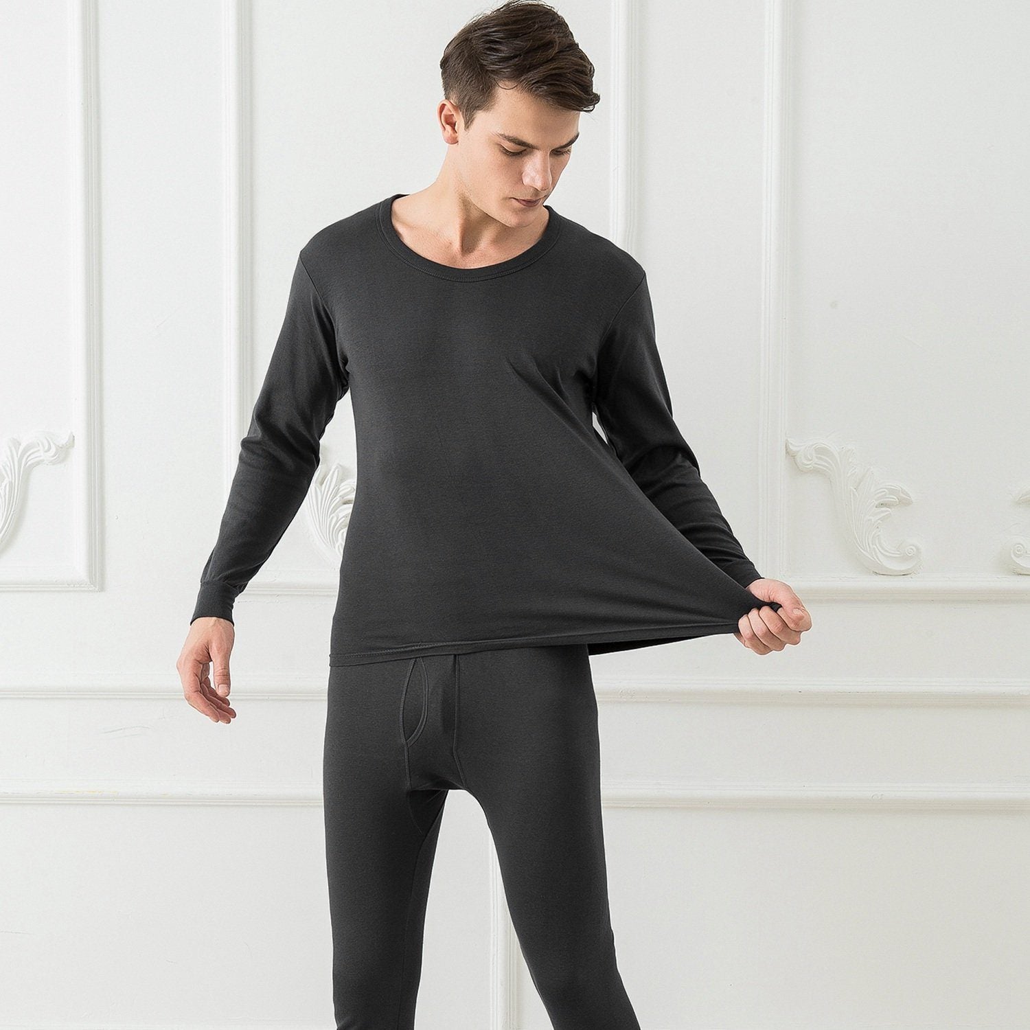 Men Thermal Underwear Set - Long Johns Pants and Long Sleeve Men's Tops - DailySale