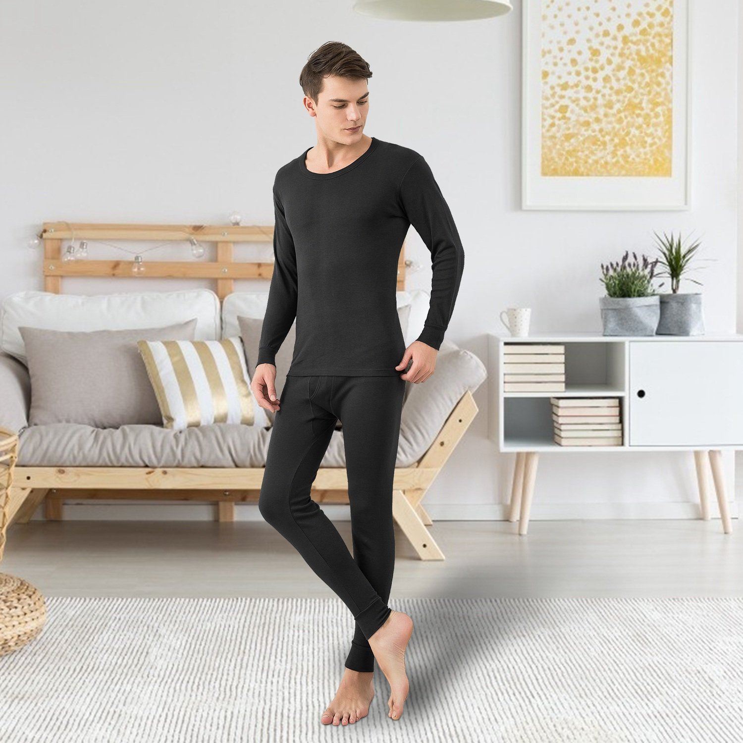 Men Thermal Underwear Set - Long Johns Pants and Long Sleeve Men's Tops - DailySale