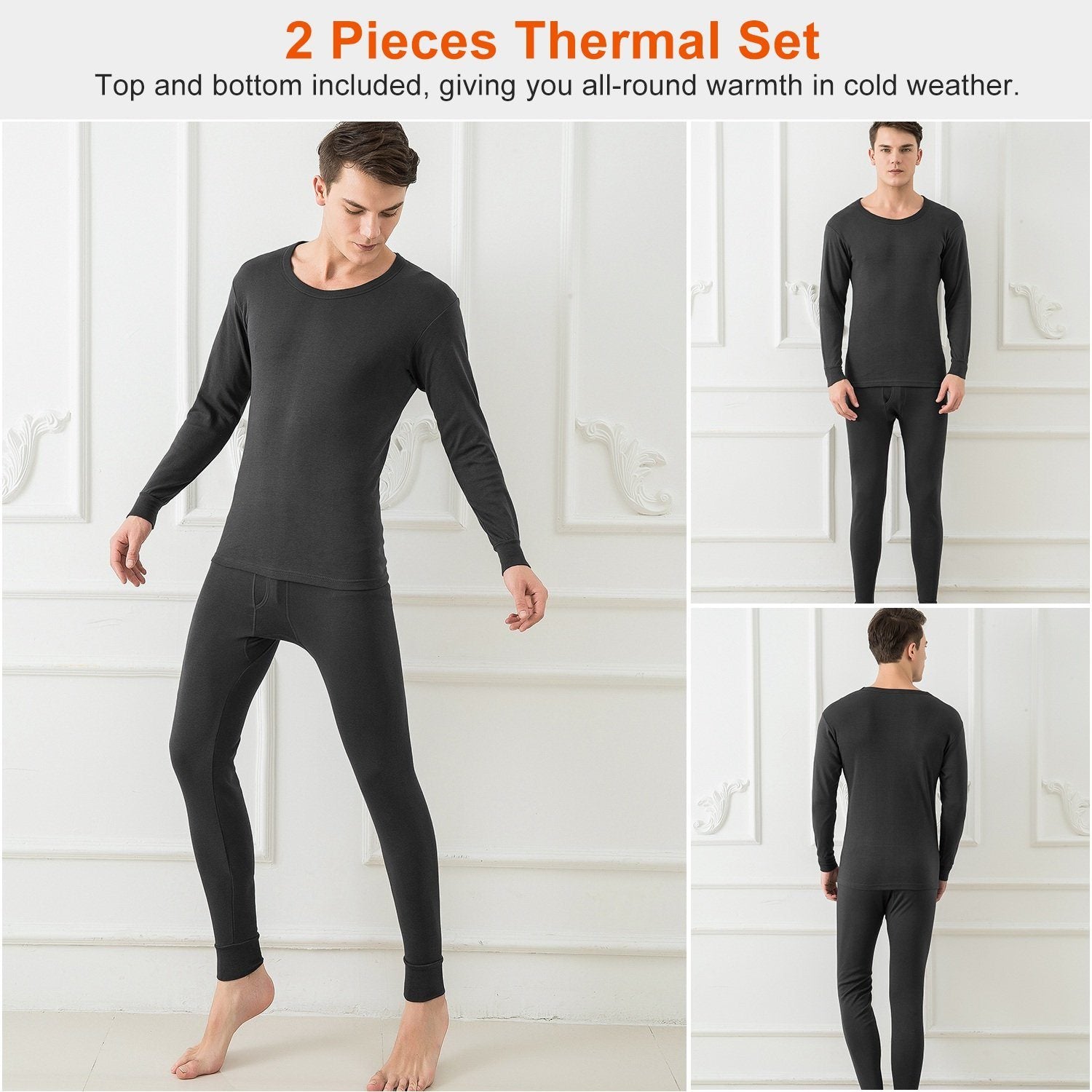 Men Thermal Underwear Set - Long Johns Pants and Long Sleeve Men's Tops - DailySale