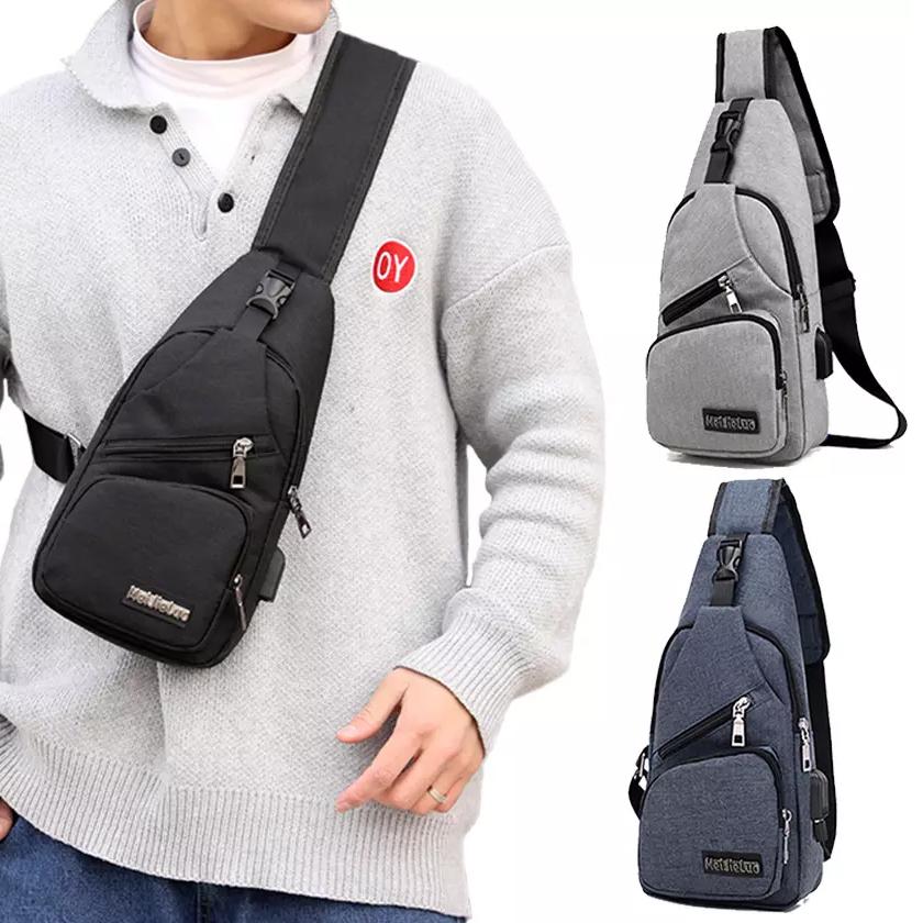 Men Women Crossbody Shoulder Bag with USB Port Bags & Travel - DailySale