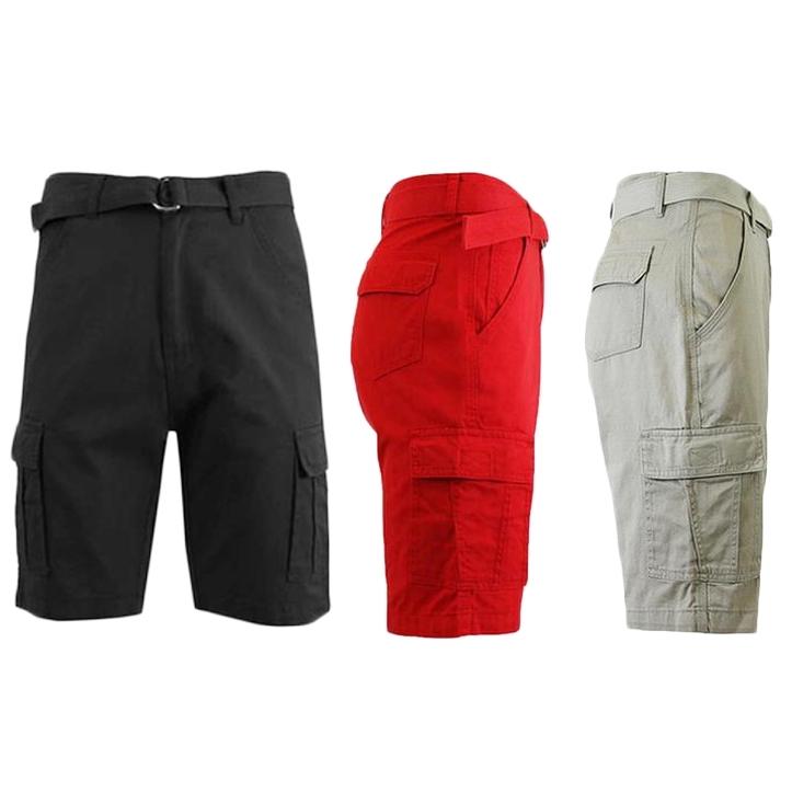 Men's 100% Cotton Belted Cargo Shorts - Assorted Colors and Sizes Men's Apparel - DailySale