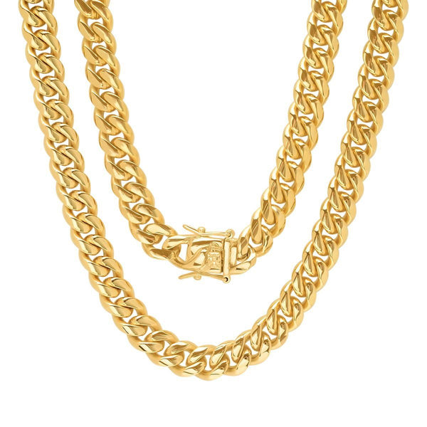 Men's 18K Gold Plated Stainless Steel 10MM Miami Cuban Chain Necklaces 24" - DailySale