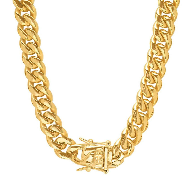Men's 18K Gold Plated Stainless Steel 10MM Miami Cuban Chain Necklaces - DailySale
