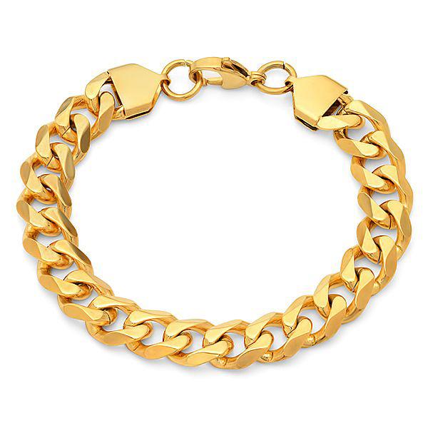 Men's 18k Gold Plated Stainless Steel Cuban Link Chain Bracelet/Necklace Set Necklaces - DailySale