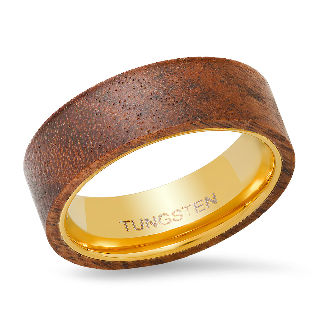 Men's 18k Gold Plated Tungsten and Wood Band Ring Rings - DailySale