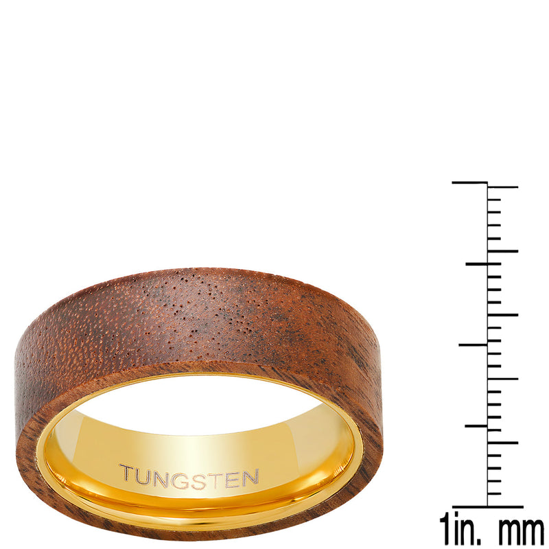 Men's 18k Gold Plated Tungsten and Wood Band Ring Rings - DailySale