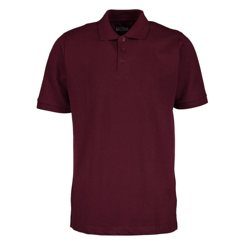 Men's 3-Button Ribbed Short Sleeve Polo Men's Apparel Burgundy Small - DailySale