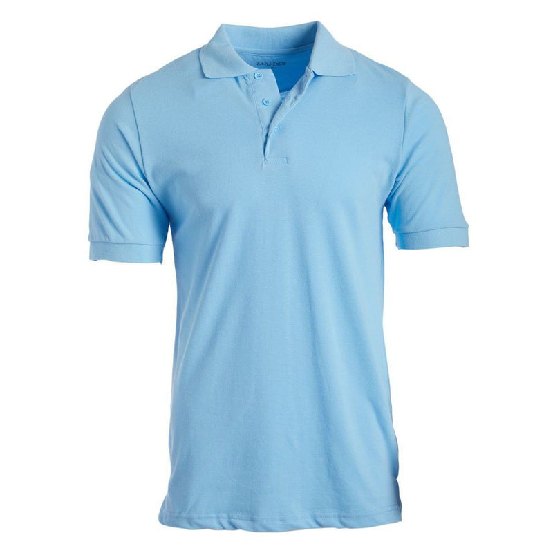 Men's 3-Button Ribbed Short Sleeve Polo Men's Apparel Light Blue Small - DailySale