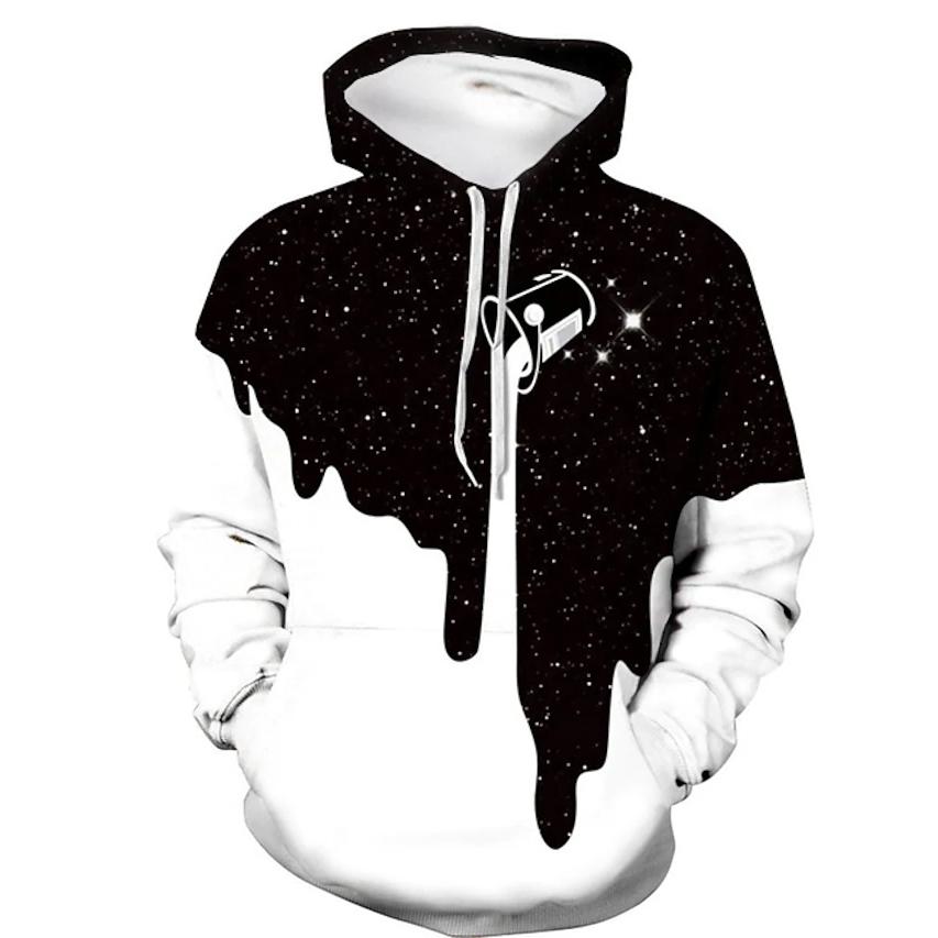 Men's 3D Print Block Starry Sky Milk Hoodie Men's Outerwear - DailySale