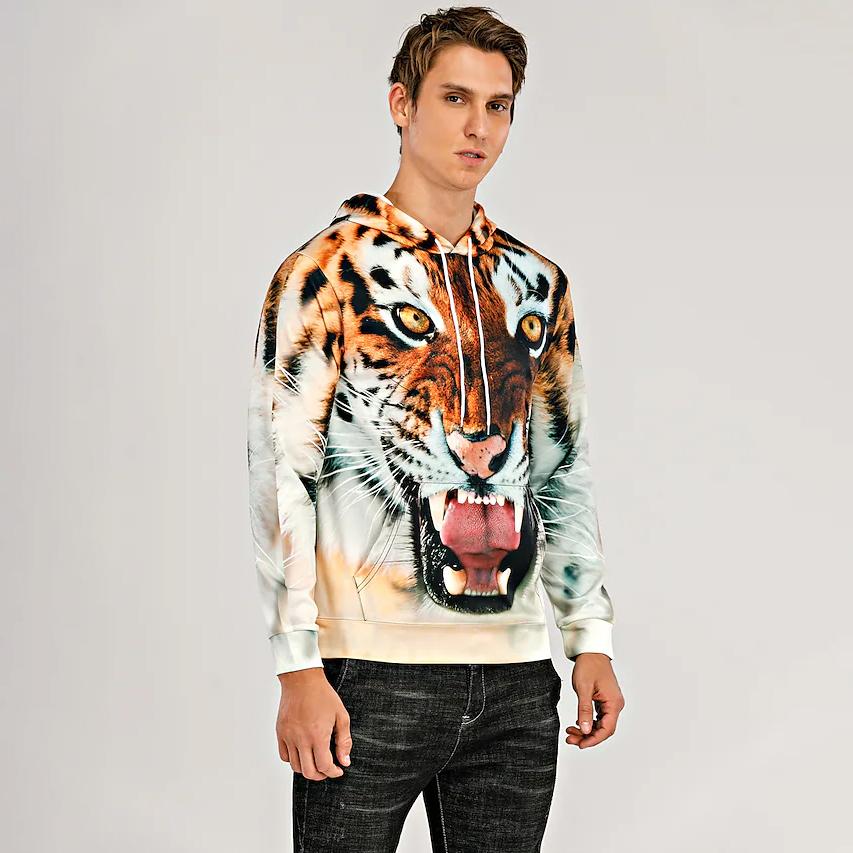 Men's Animal Patterned 3D Tiger Hoodie