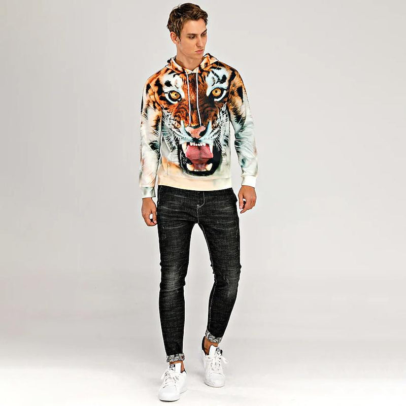 Men's Animal Patterned 3D Tiger Hoodie Men's Outerwear - DailySale