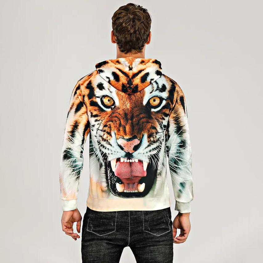 Men's Animal Patterned 3D Tiger Hoodie Men's Outerwear - DailySale