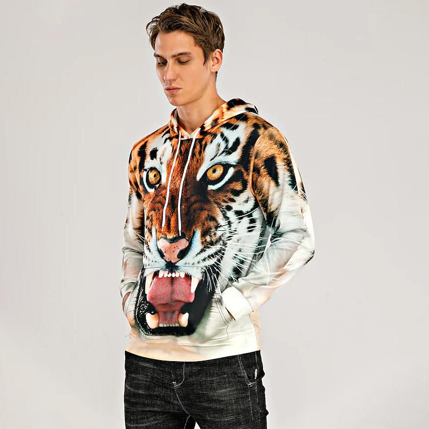 Men's Animal Patterned 3D Tiger Hoodie Men's Outerwear - DailySale