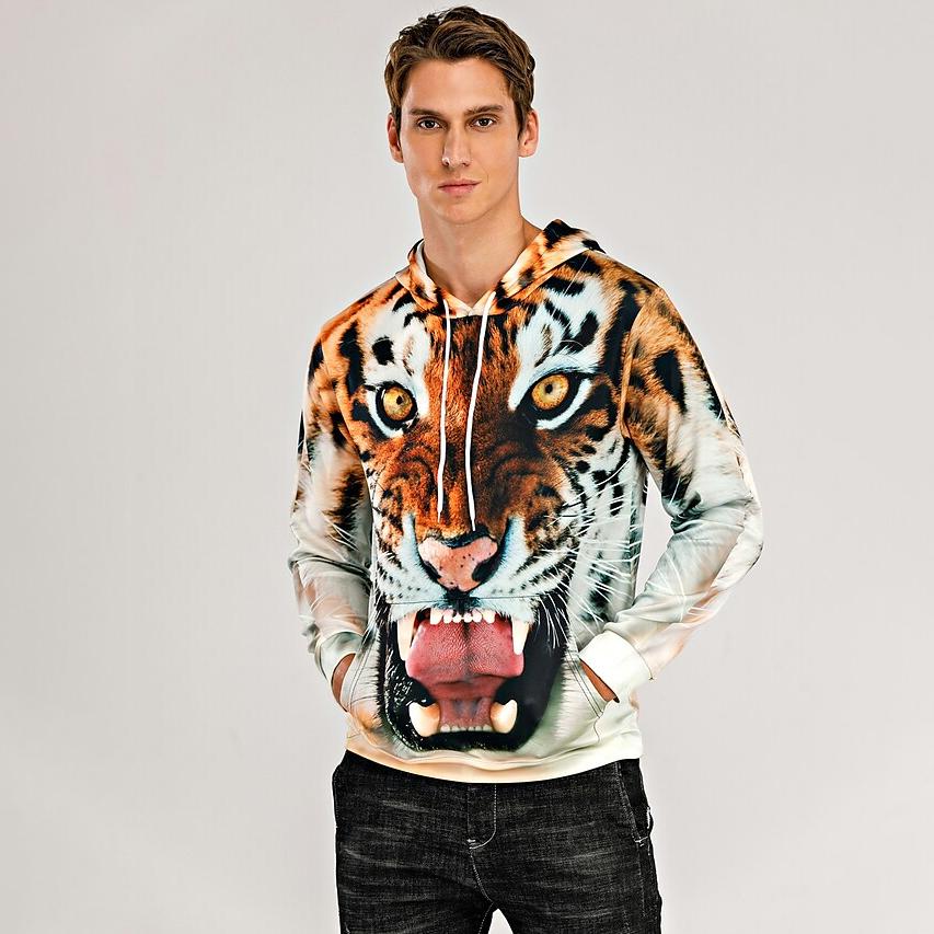 Men's Animal Patterned 3D Tiger Hoodie