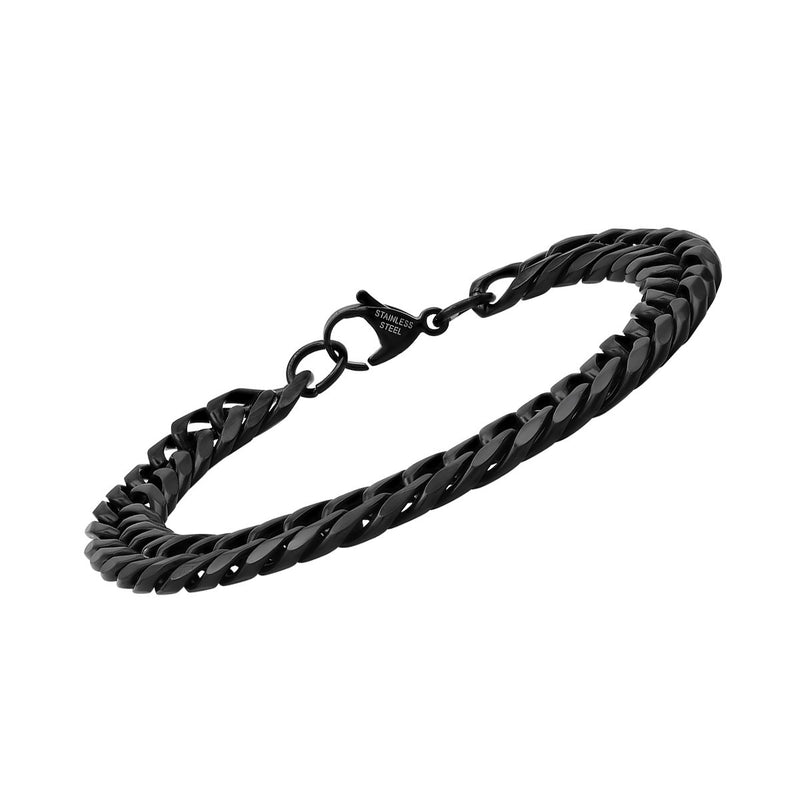 Men's Black IP Stainless Steel Cuban Link Chain Bracelet Bracelets - DailySale