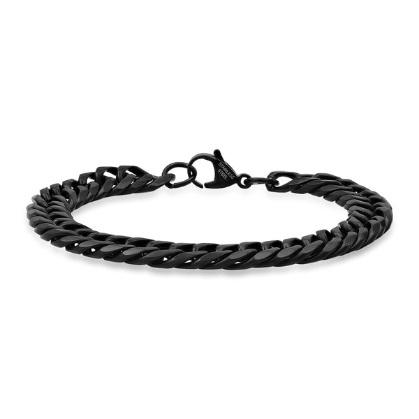 Men's Black IP Stainless Steel Cuban Link Chain Bracelet Bracelets - DailySale