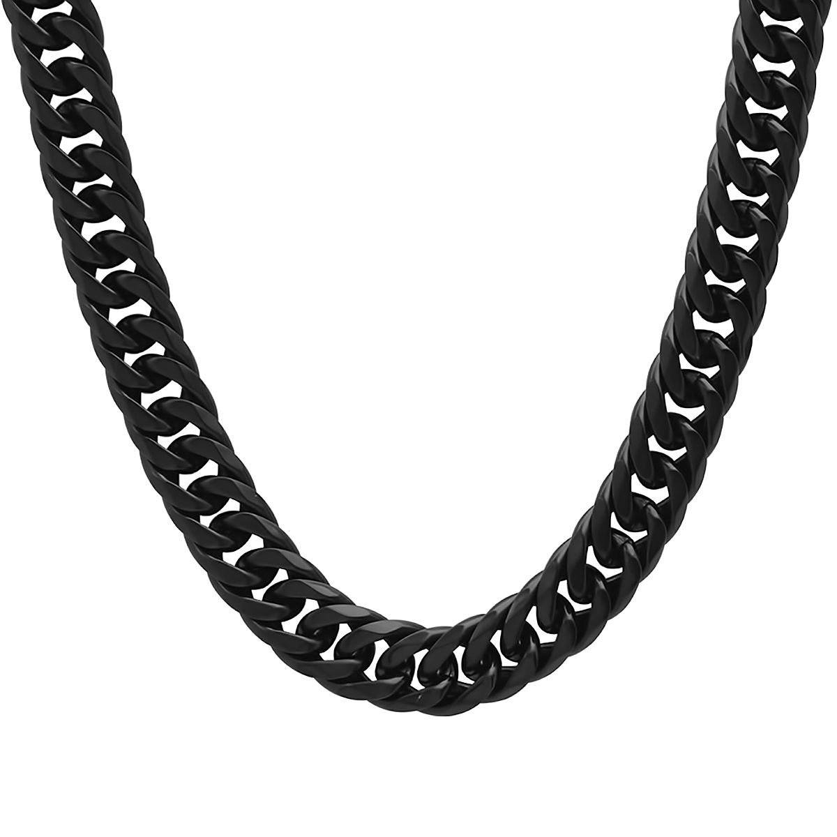 Men's Black IP Stainless Steel Curb Cuban Link Chain Necklace Necklaces - DailySale