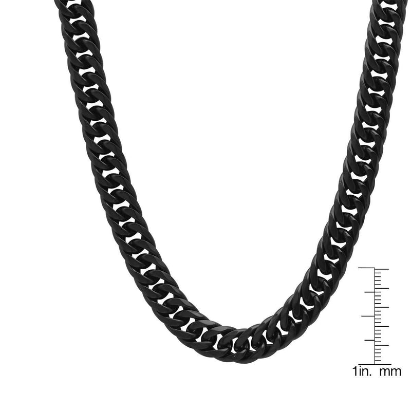 Men's Black IP Stainless Steel Curb Cuban Link Chain Necklace Necklaces - DailySale