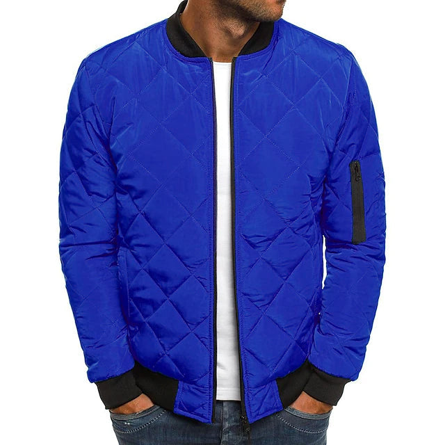 Men's Bomber Quilted Diamond Padded Jacket Men's Outerwear Royal Blue S - DailySale
