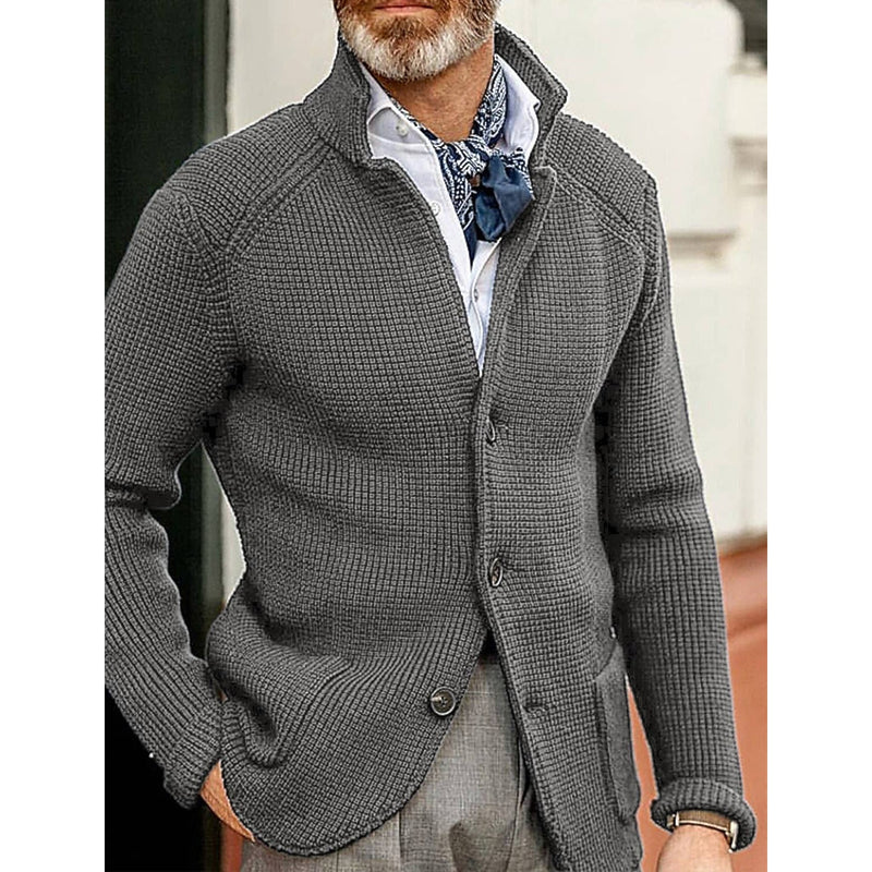 Men's Cardigan Solid Color Sweater Men's Outerwear Gray S - DailySale