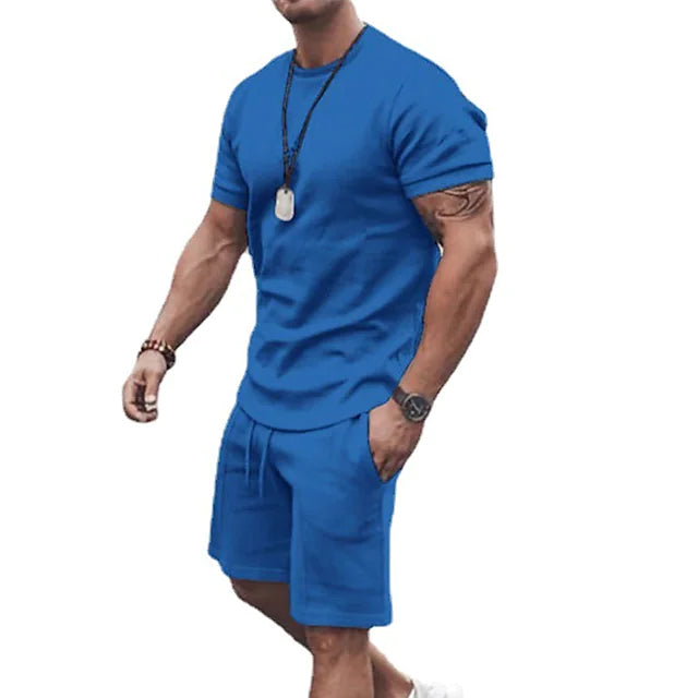Men's Casual Activewear Running T-Shirt with Shorts Men's Outerwear Blue M - DailySale
