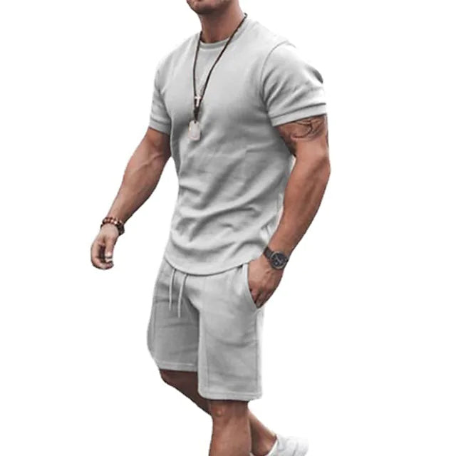 Men's Casual Activewear Running T-Shirt with Shorts Men's Outerwear Dark Gray M - DailySale