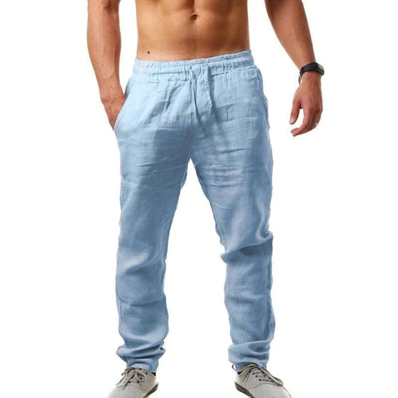 Men's Casual Breathable Straight Pants Men's Bottoms Blue S - DailySale