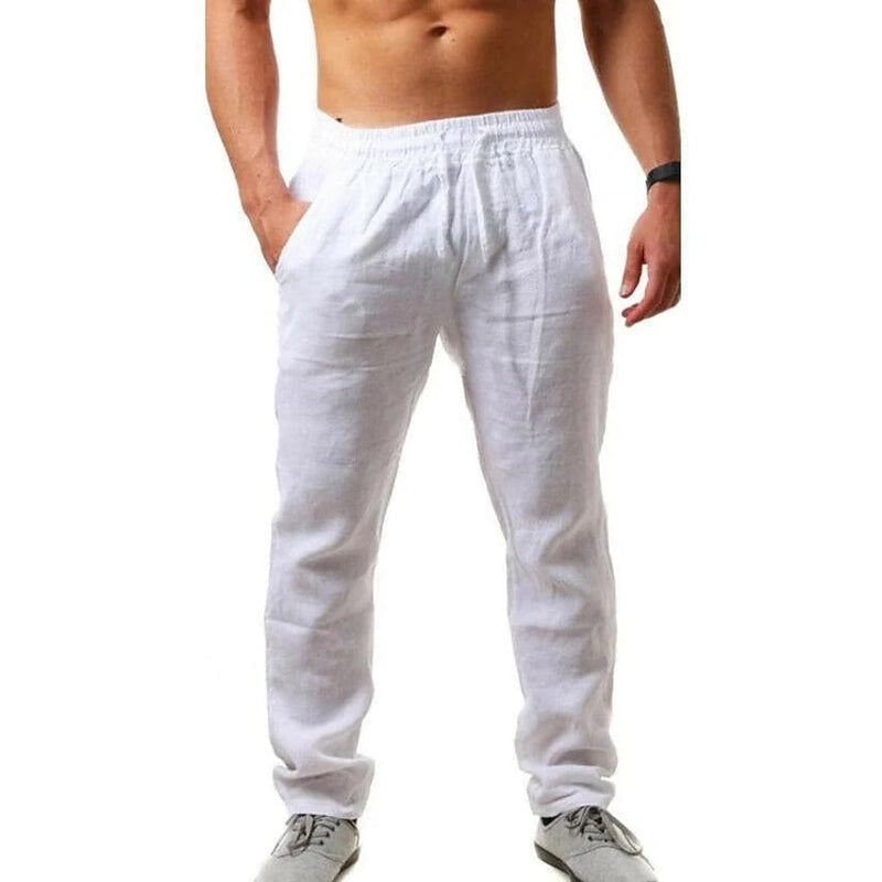 Men's Casual Breathable Straight Pants Men's Bottoms White S - DailySale