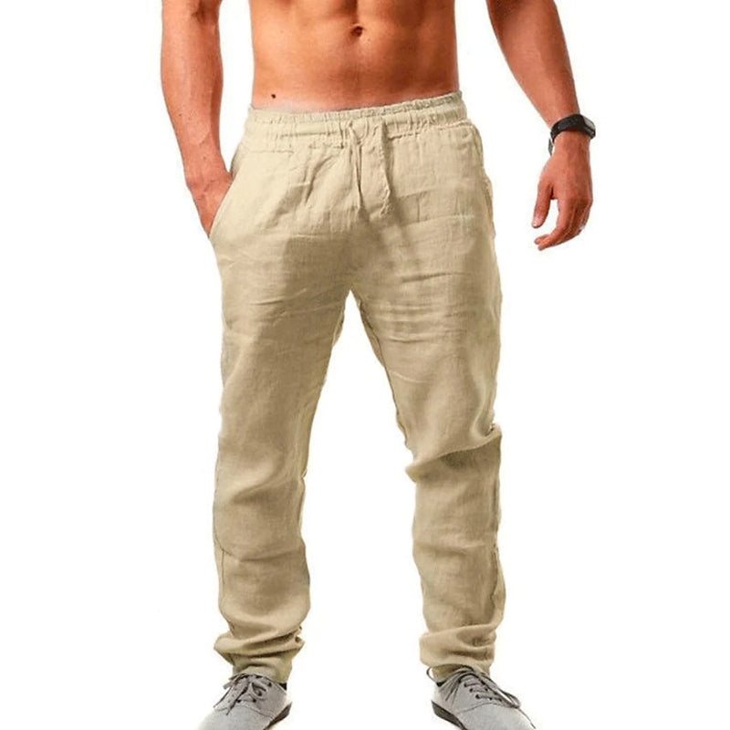 Men's Casual Breathable Straight Pants Men's Bottoms Yellow S - DailySale