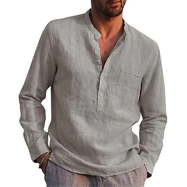 Men's Casual Button Down Shirts Long Sleeve Tops Men's Tops Gray S - DailySale