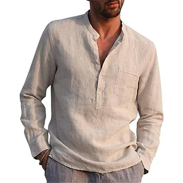 Men's Casual Button Down Shirts Long Sleeve Tops Men's Tops Khaki S - DailySale