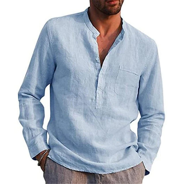 Men's Casual Button Down Shirts Long Sleeve Tops Men's Tops Light blue S - DailySale
