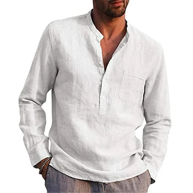Men's Casual Button Down Shirts Long Sleeve Tops Men's Tops White S - DailySale