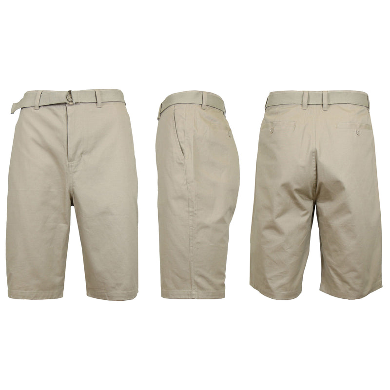 Men's Cotton Chino Shorts with Belt Men's Apparel 30 Khaki - DailySale