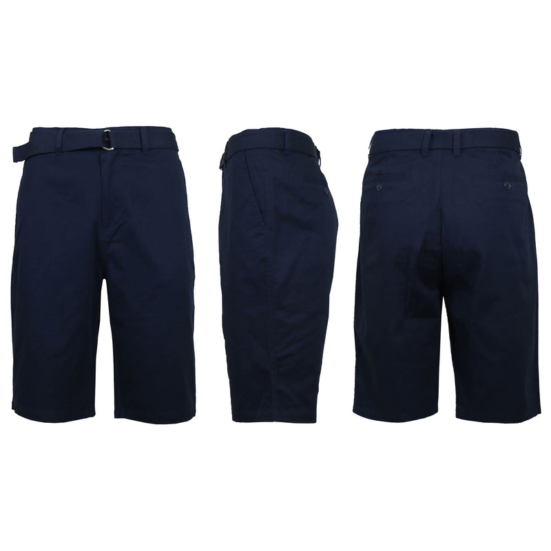 Men's Cotton Chino Shorts with Belt Men's Apparel 30 Navy - DailySale